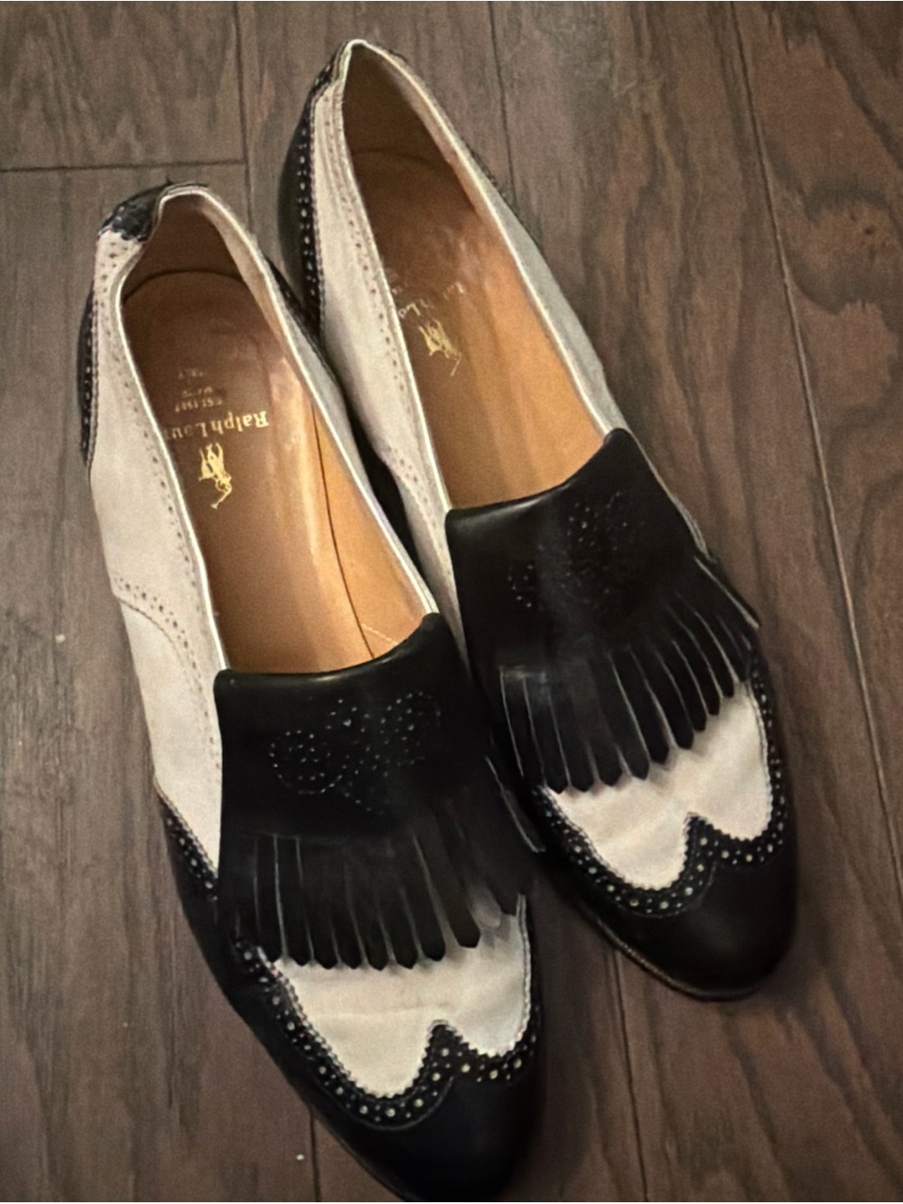 VTG Ralph Lauren Leather 80s Women 7,5 black &white
